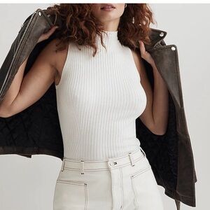 Madewell Women's Pearson Mockneck Sweater Tank Size Large Item MA696 White